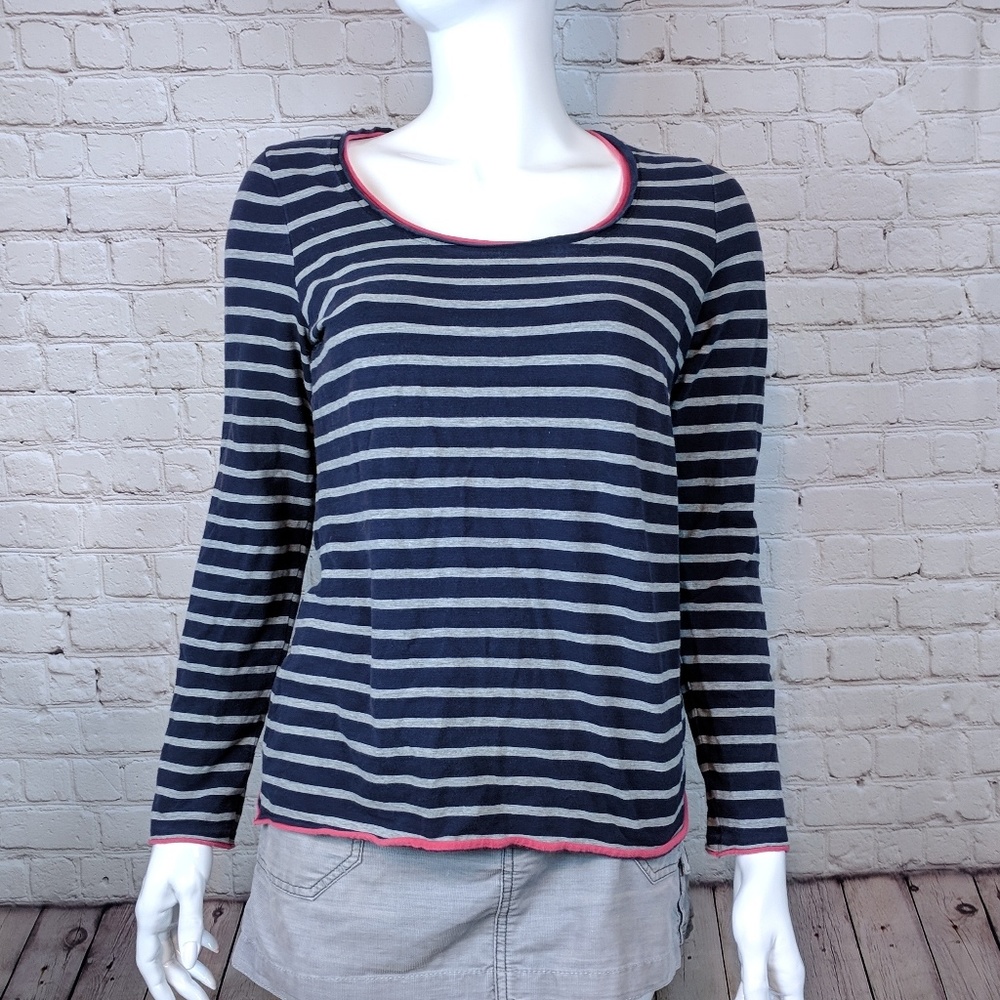 🍂Boden Navy Gray Pink Striped Long Sleeve Top